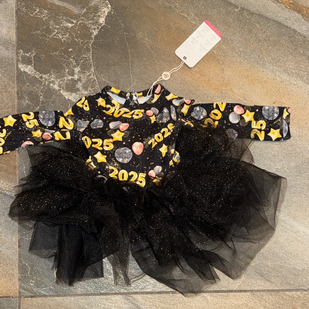 Bums and Roses 2025 dress- Black and Gold- 3/6 m